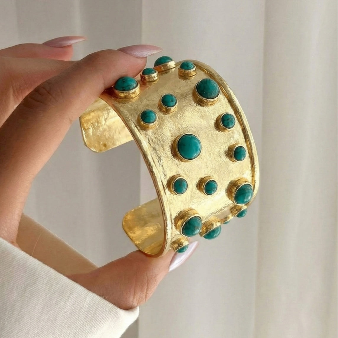 18 Kt Gold Plated Turquoise kada Semi Precious stone