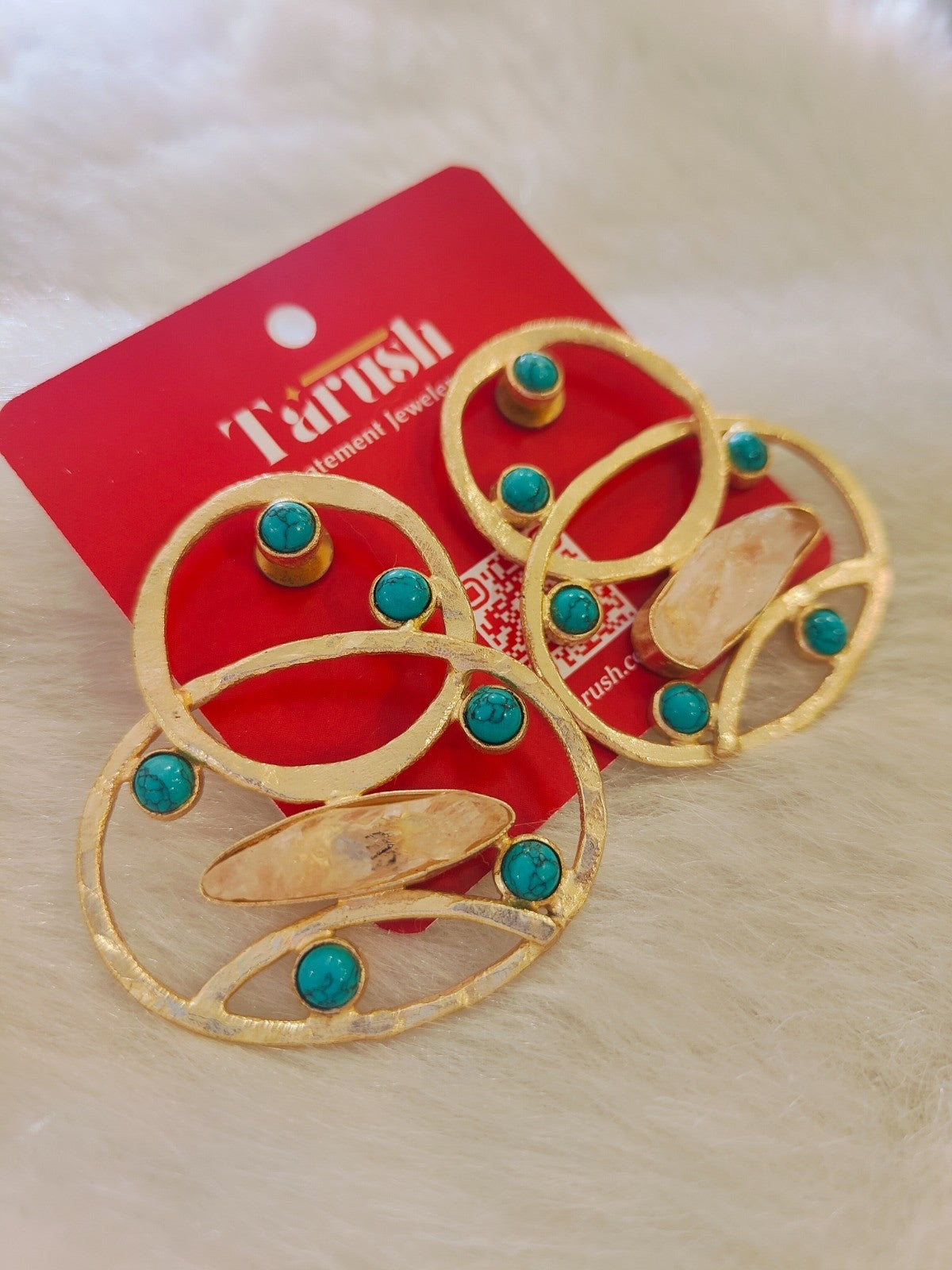 18 Kt Gold Plated druzy stone,Turquoise stone earring Semi Precious stone