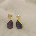 druzy drop earring purple