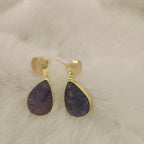 druzy drop earring purple