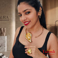 18 Kt Gold Plated Gold Hasli Necklace and earring set - Make a statement the moment you walk in