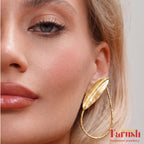 18 Kt Gold Plate Brass Statement Leaf Earrings - Perfect For all Your Parties