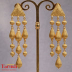 18 Kt Gold Plated Triangle Beaded Jhumka Earrings - Perfect for Your Traditional OutfitsGold - Triangle