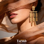 Dangling Blades Earring - 18 Kt Gold Plated Dangling Gold Blades Brass Earrings - Perfect For All Your Occasions
