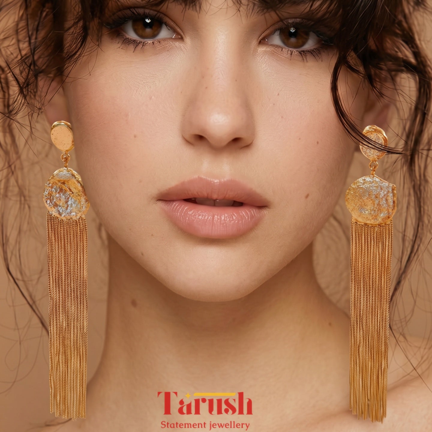 18 Kt Gold Plated Gold dangler earring