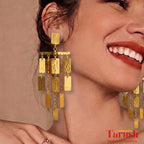 18 Kt Gold Plated Dangling Gold Blades Earrings - Perfect For All Your Occasions