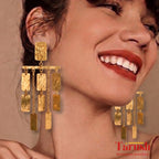 18 Kt Gold Plated Dangling Gold Blades Earrings - Perfect For All Your Occasions