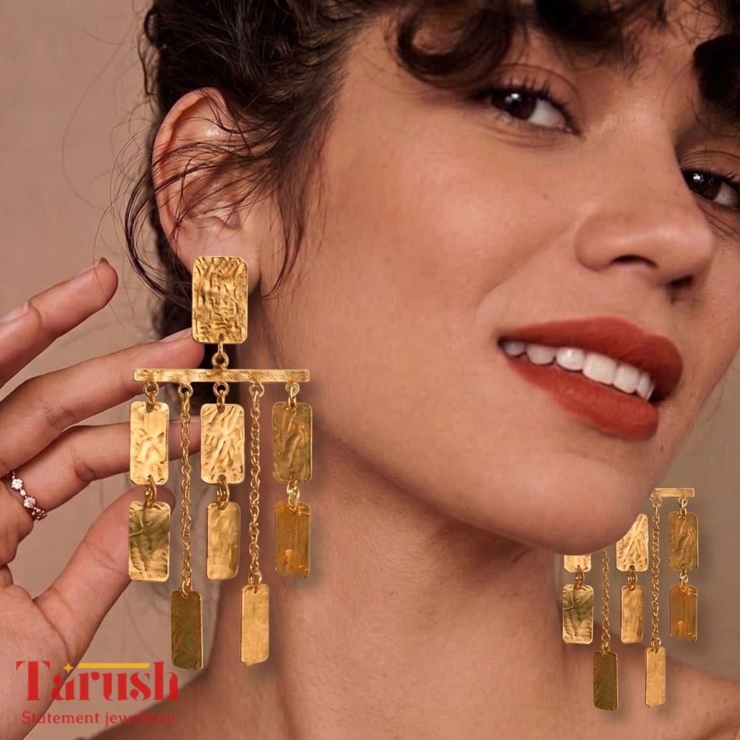 18 Kt Gold Plated Dangling Gold Blades Earrings - Perfect For All Your Occasions