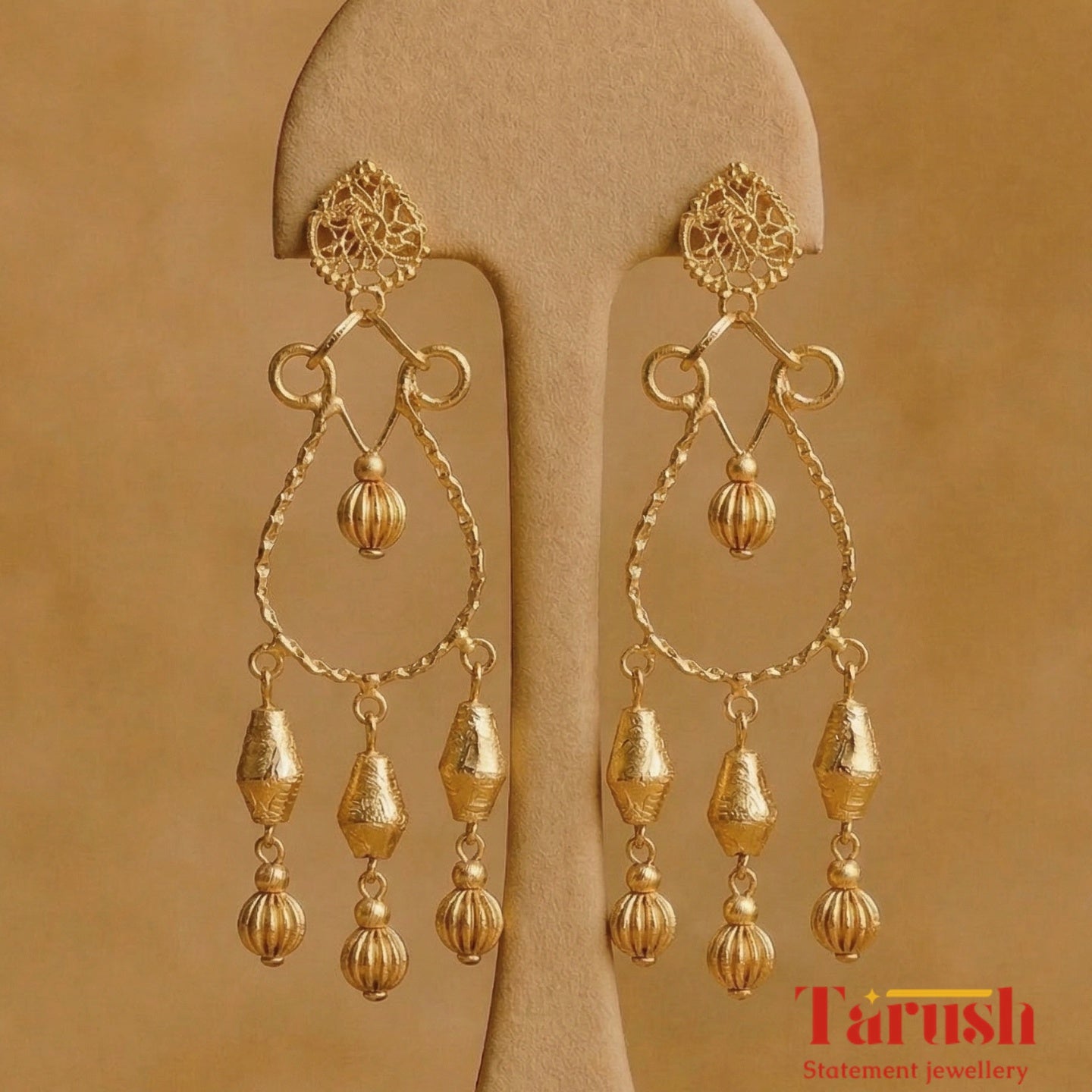 18 Kt Gold Plated - Gold beads jhumka - Look Fabulous On Every Festival