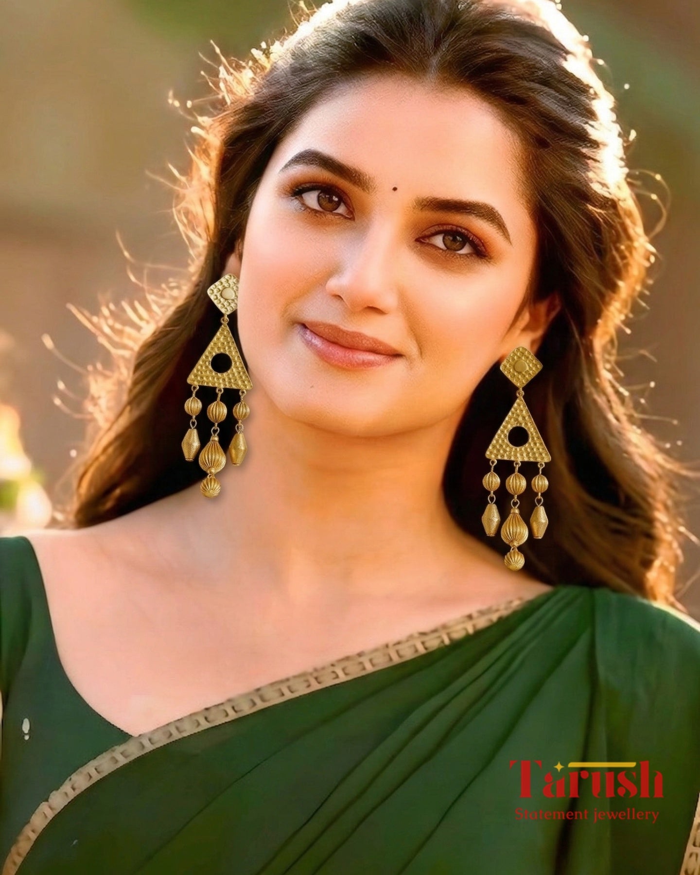 18 Kt Gold Plated Beaded Jhumka Earrings - Perfect for Your Traditional Outfits