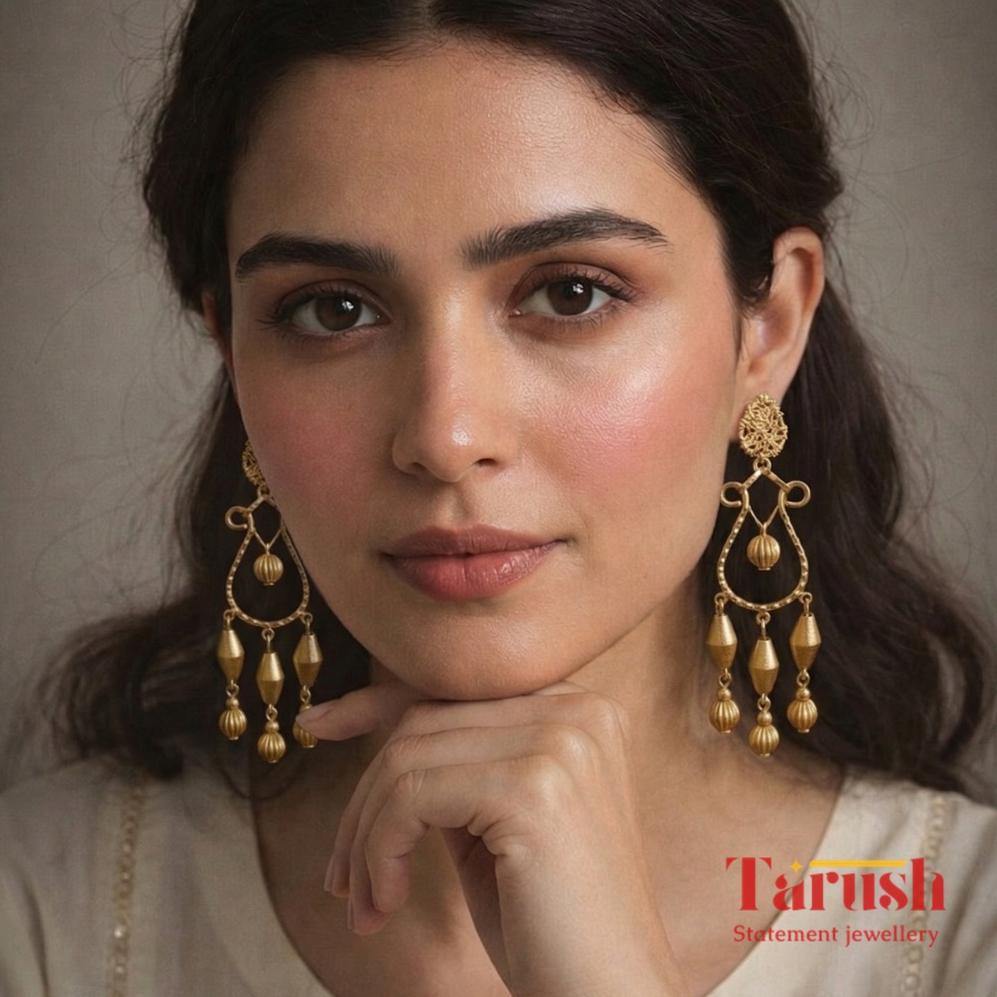 18 Kt Gold Plated - Gold beads jhumka - Look Fabulous On Every Festival