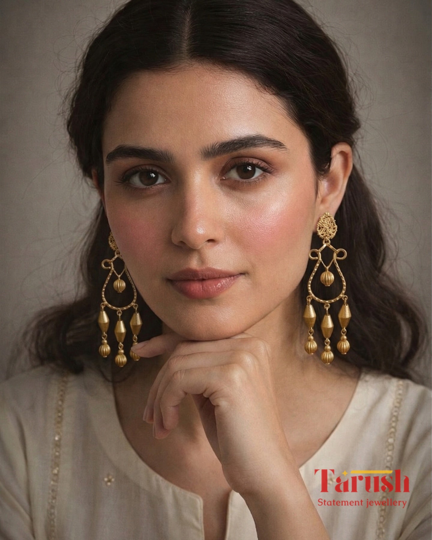 18 Kt Gold Plated - Gold beads jhumka - Look Fabulous On Every Festival