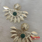 18 Kt Gold Plated Earrings Decorated with Natural Semi-Precious Green Druzy Stone - Perfect for Your Festivals Semi Precious stone