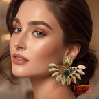 18 Kt Gold Plated Earrings Decorated with Natural Semi-Precious Green Druzy Stone - Perfect for Your Festivals Semi Precious stone