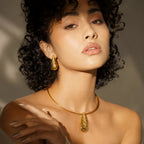 Elegant Hasli set - made of brass - 18 Kt Gold Plated Textured Teardrop Necklace & Earrings Set for Women