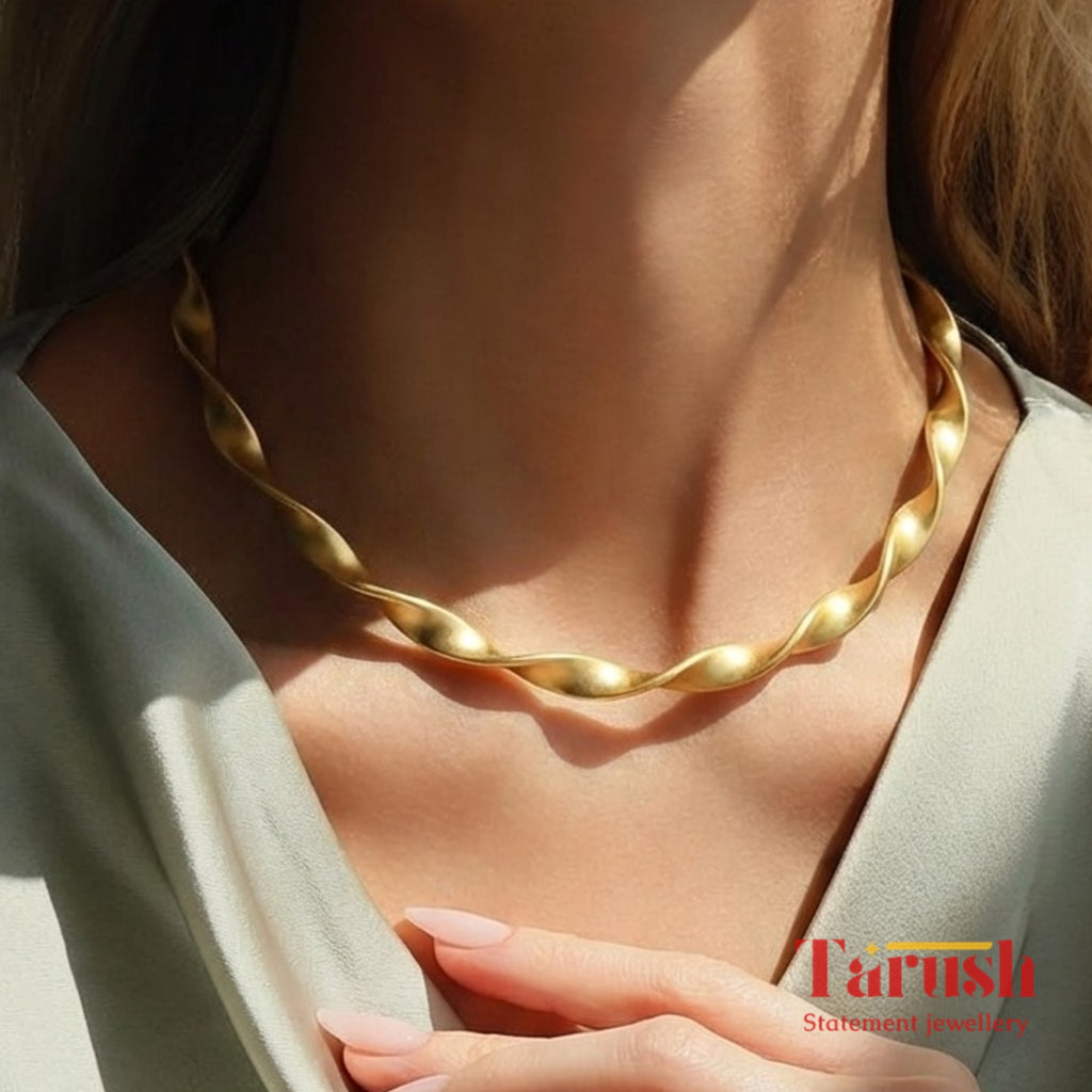 18 kt gold plated Hasli - Golden Spiral Hasli - Look Elegant with Tarush Hasli