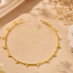 Elegant Beaded Hasli made of Brass - 18 Kt Gold Plated Minimalist Beaded Hasli Necklace for Women
