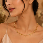 Elegant Beaded Hasli made of Brass - 18 Kt Gold Plated Minimalist Beaded Hasli Necklace for Women