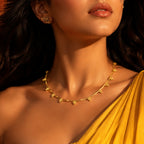 Elegant Beaded Hasli made of Brass - 18 Kt Gold Plated Minimalist Beaded Hasli Necklace for Women
