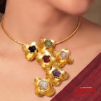 18 Kt Gold Plated Hasli necklace Semi Precious stone