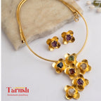 18 Kt Gold Plated Hasli necklace Semi Precious stone