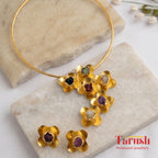 18 Kt Gold Plated Hasli necklace Semi Precious stone