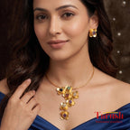 18 Kt Gold Plated Hasli necklace Semi Precious stone