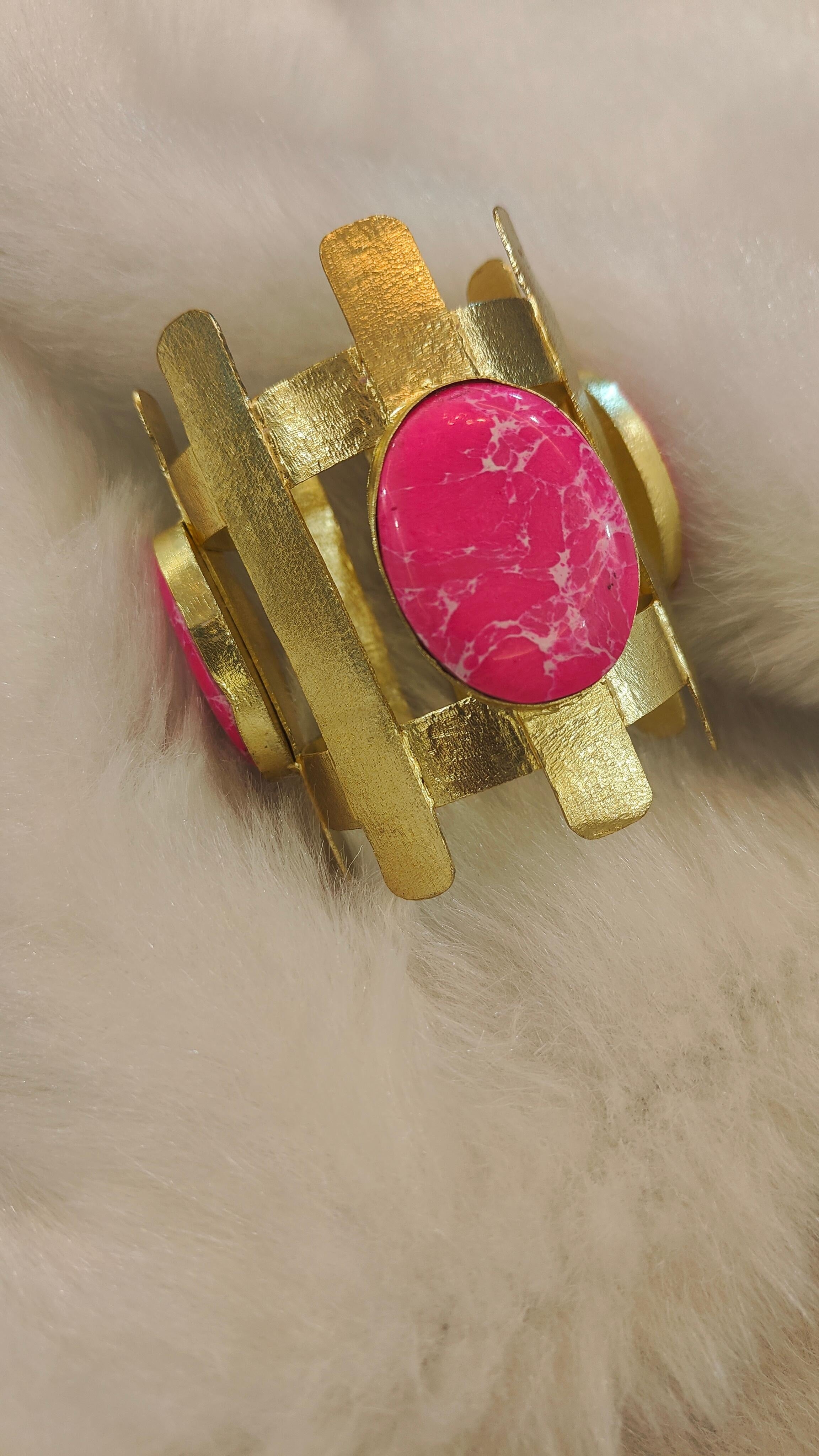 18 Kt Gold Plated Pink Kada Semi Precious stone