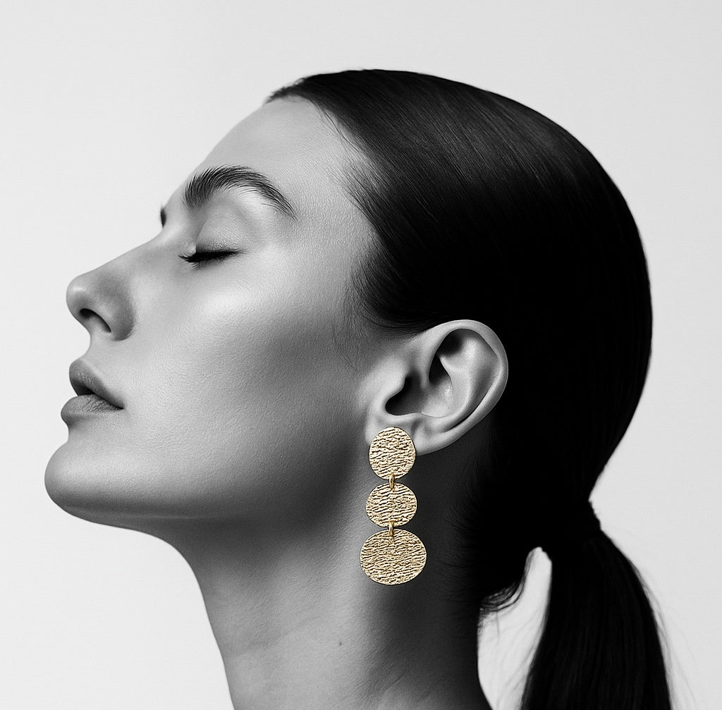 18 Kt Gold Plated gold three layer dangler Semi Precious stone