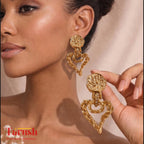 18 Kt Gold Plated SS heart earring Semi Precious stone