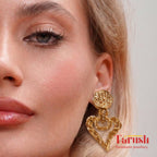 18 Kt Gold Plated SS heart earring Semi Precious stone