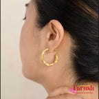 18 Kt Gold Plated Gold small hoops Semi Precious stone