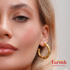 18 Kt Gold Plated Gold small hoops Semi Precious stone