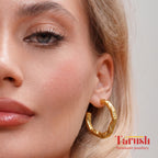 18 Kt Gold Plated Gold small hoops Semi Precious stone