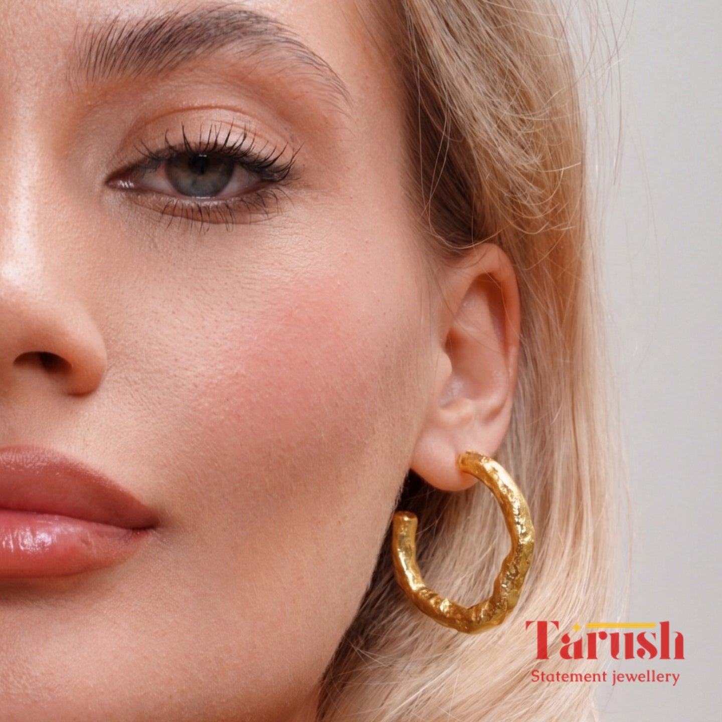 18 Kt Gold Plated Gold small hoops Semi Precious stone