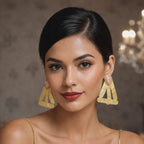 18 Kt Gold Plated Pink abstract triangle earring Semi Precious stone