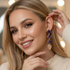 Purple druzy earring