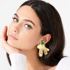 18 Kt Gold Plated - Green A Earring - Look Fabulous Everyday - Make a Statement