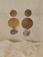 18 Kt Gold Plated Small purple stone earring Semi Precious stone