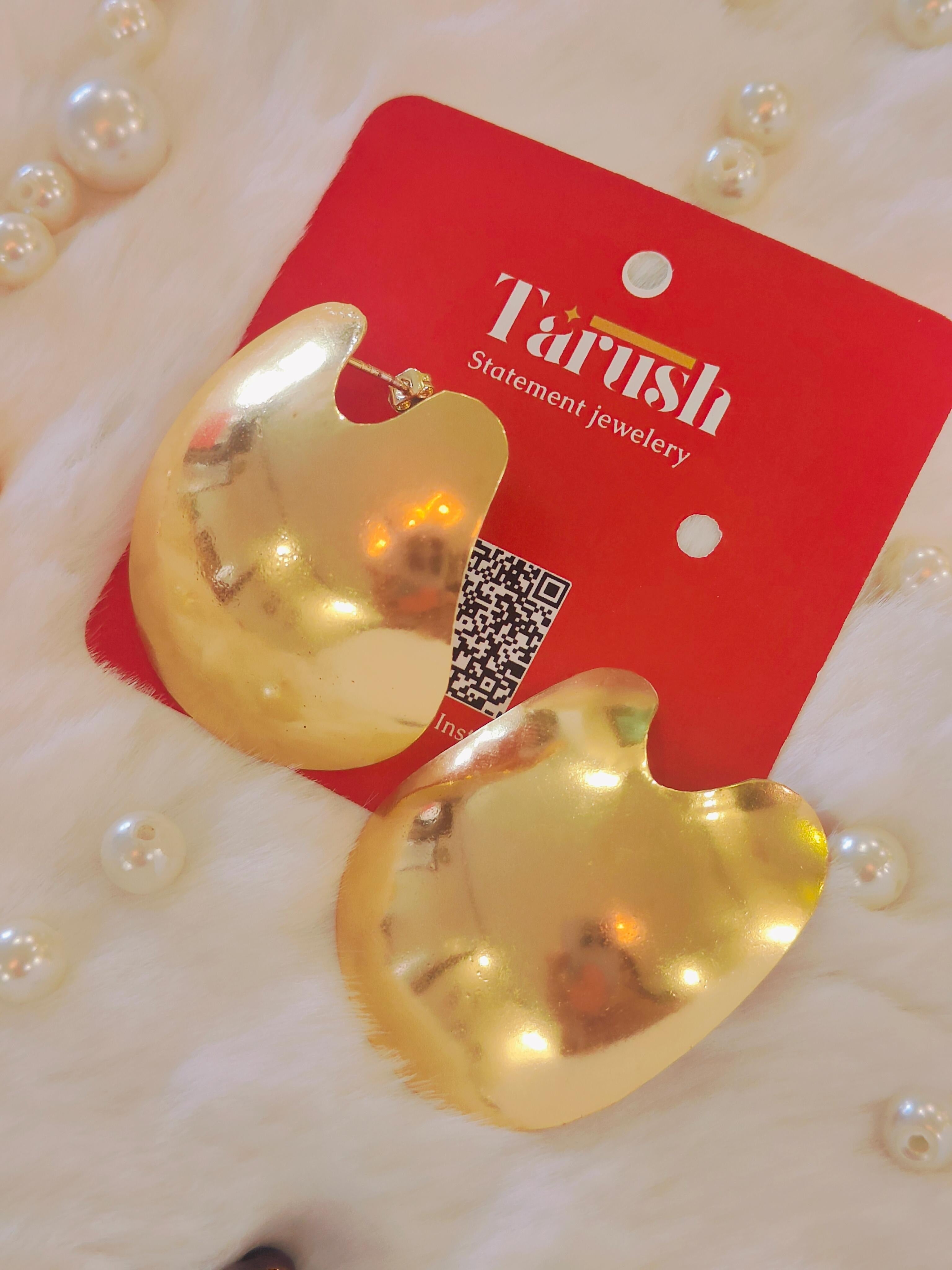 18 Kt Gold Plated Gold big statement earring Semi Precious stone