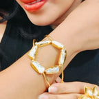 Pearl Halo Cuff - 18 Kt Gold Pated - Decorated with Pearls - Perfect for all occasions - Adjustable and anti tarnish
