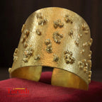 18 Kt Gold Plated Gold Hand cuffs that Makes a Statement - Perfect for Parties Semi Precious stone