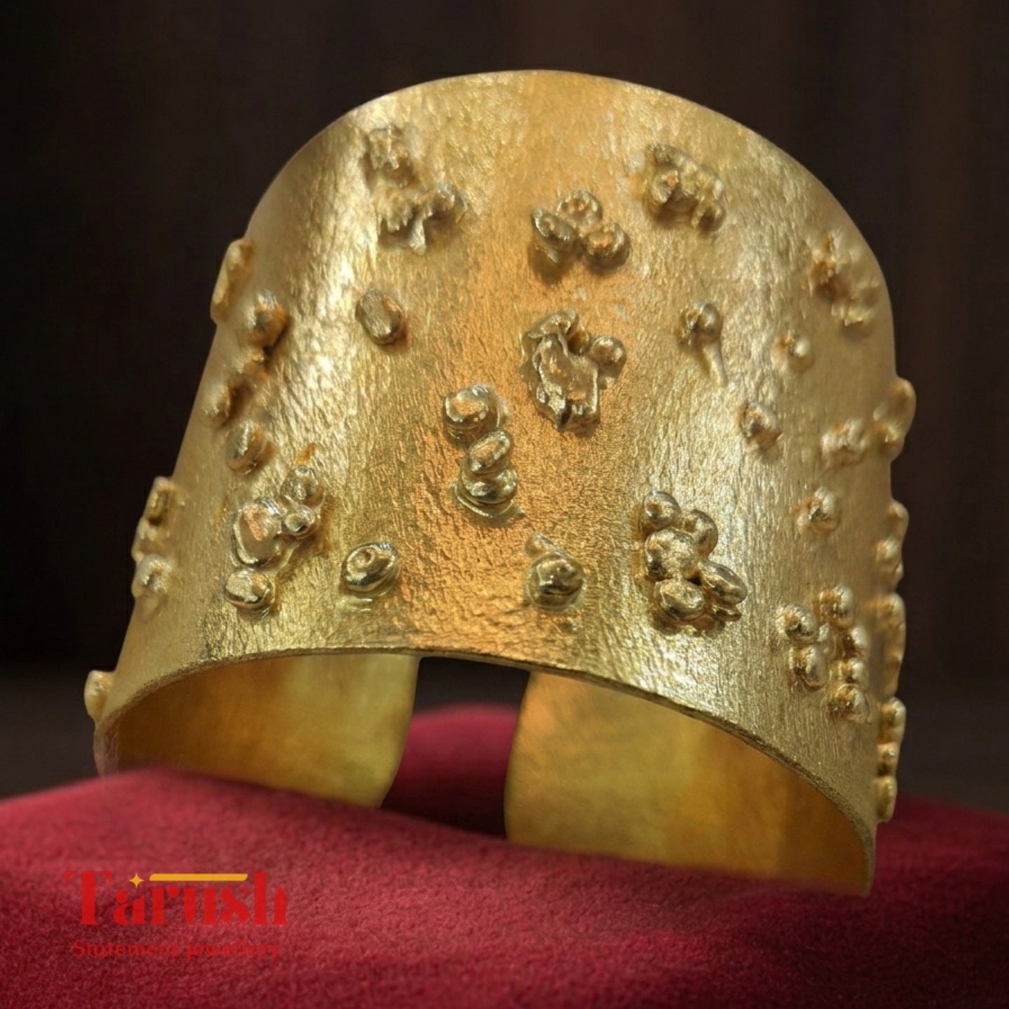 18 Kt Gold Plated Gold Hand cuffs that Makes a Statement - Perfect for Parties Semi Precious stone