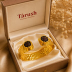 18 Kt Gold Plated Natural Stone Open Cuff Kada for Women - Anti Tarnish Perfect for every day wearw