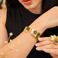 18 Kt Gold Plated Natural Stone Open Cuff Kada for Women - Anti Tarnish Perfect for every day wearw
