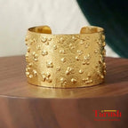 18 Kt Gold Plated Gold Hand cuffs that Makes a Statement - Perfect for Parties Semi Precious stone
