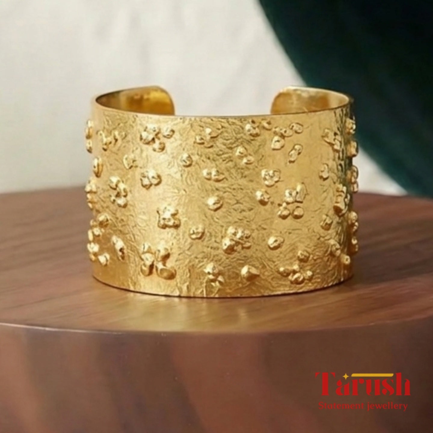 18 Kt Gold Plated Gold Hand cuffs that Makes a Statement - Perfect for Parties Semi Precious stone