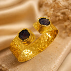 18 Kt Gold Plated Natural Stone Open Cuff Kada for Women - Anti Tarnish Perfect for every day wearw