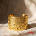 18 Kt Gold Plated Gold Hand cuffs that Makes a Statement - Perfect for Parties Semi Precious stone
