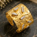Celestial Crystal Cuff - 18 Kt Gold Pated - Decorated with Precious Stones - Perfect for all occasions - Adjustable and anti tarnish